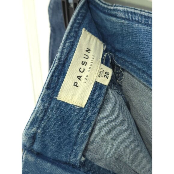 Pacsun Womens Patchwork Denim Mini Skirt Size 28 With Back Zipper Closure - Picture 6 of 6